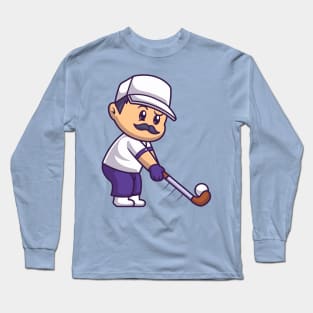 Man Playing Golf Cartoon Long Sleeve T-Shirt